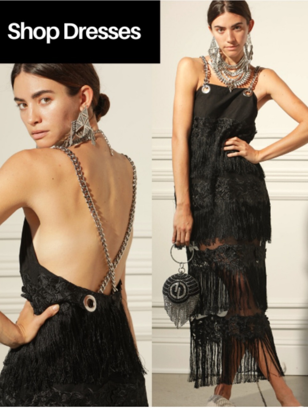 Dylanlex Dlex Tan Chain Strap Fringe Satin Midi Dress Women’s Size XXL NEW - Picture 3 of 10